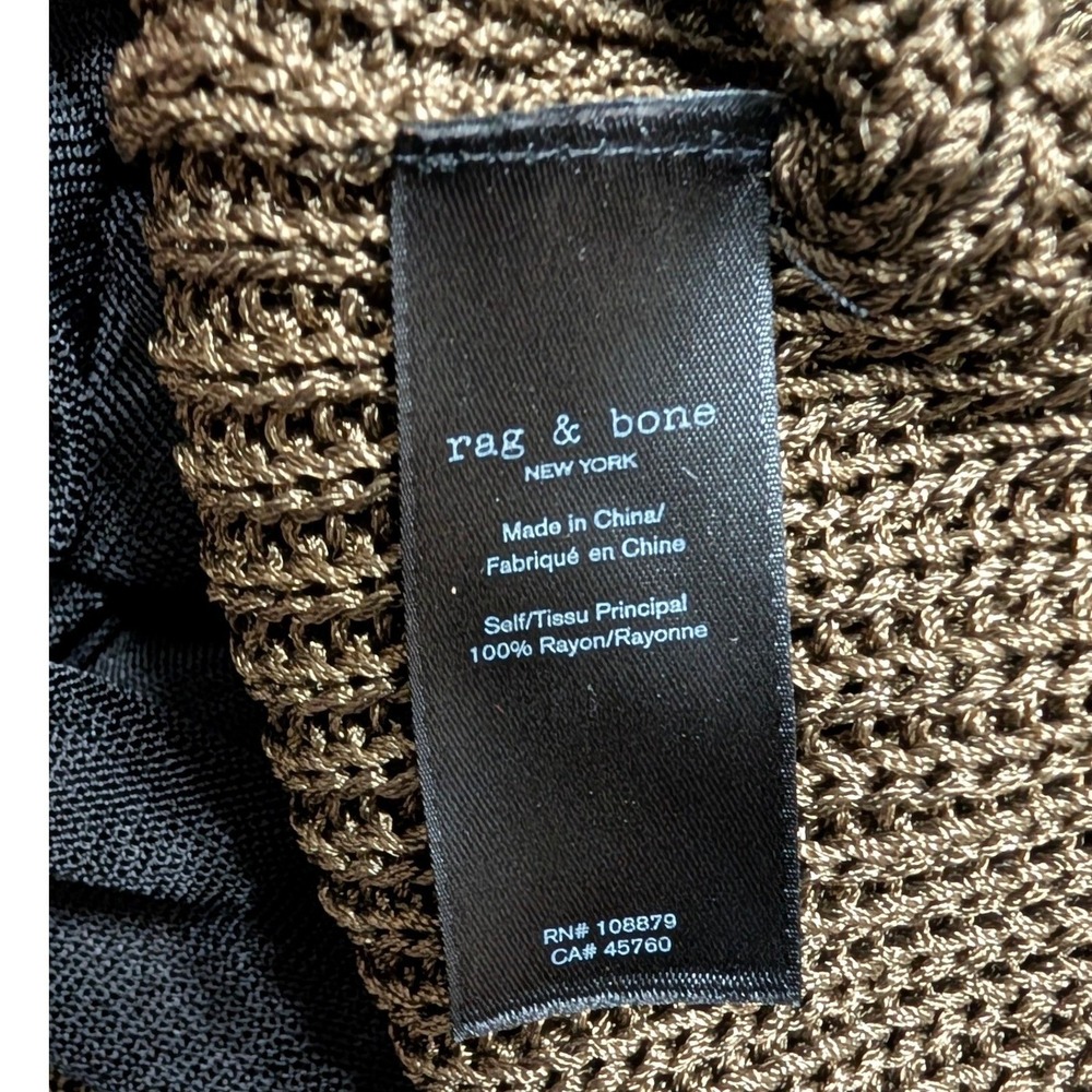 Rag & Bone Olive Green Slinky Pointelle Open Knit Lined Sweater Womens Size M - Picture 8 of 10